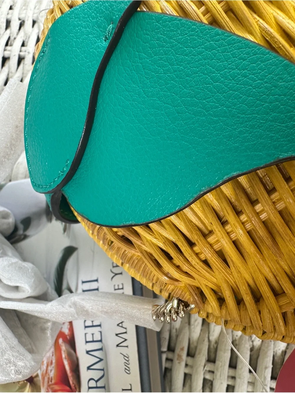 Kate Spade Picnic Perfect Lemon Crossbody Wicker & Leather Bag Yellow NEW